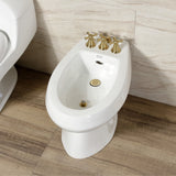 Victorian KB327AX Three-Handle Vertical Spray Bidet Faucet with Brass Pop-Up, Brushed Brass