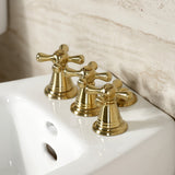 Victorian KB327AX Three-Handle Vertical Spray Bidet Faucet with Brass Pop-Up, Brushed Brass