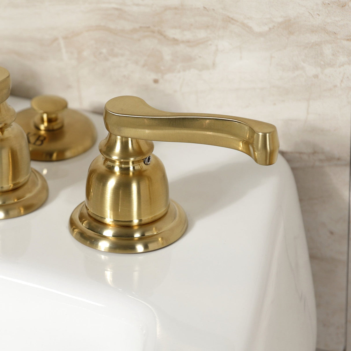 Royale KB327FL Three-Handle Vertical Spray Bidet Faucet with Brass Pop-Up, Brushed Brass