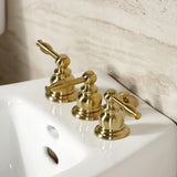 Knight KB327KL Three-Handle Vertical Spray Bidet Faucet with Brass Pop-Up, Brushed Brass