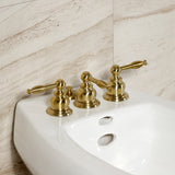 Knight KB327KL Three-Handle Vertical Spray Bidet Faucet with Brass Pop-Up, Brushed Brass