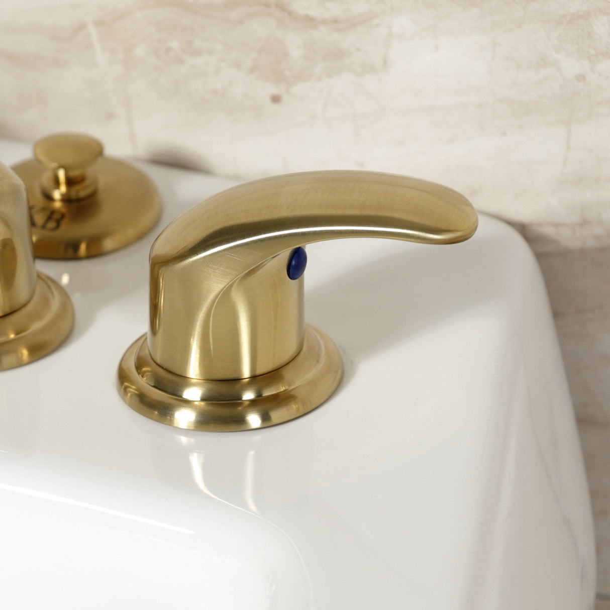 Legacy KB327LL Three-Handle Deck Mount Bidet Faucet with Brass Pop-Up, Brushed Brass