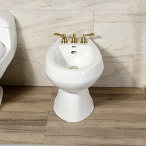 NuWave French KB327NFL Three-Handle Vertical Spray Bidet Faucet with Brass Pop-Up, Brushed Brass