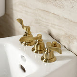 NuWave French KB327NFL Three-Handle Vertical Spray Bidet Faucet with Brass Pop-Up, Brushed Brass