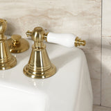 Victorian KB327PL Three-Handle Vertical Spray Bidet Faucet with Brass Pop-Up, Brushed Brass