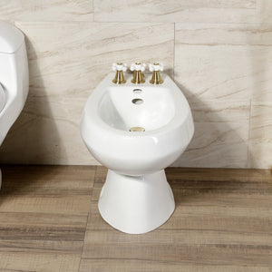 Victorian KB327PX Three-Handle Vertical Spray Bidet Faucet with Brass Pop-Up, Brushed Brass