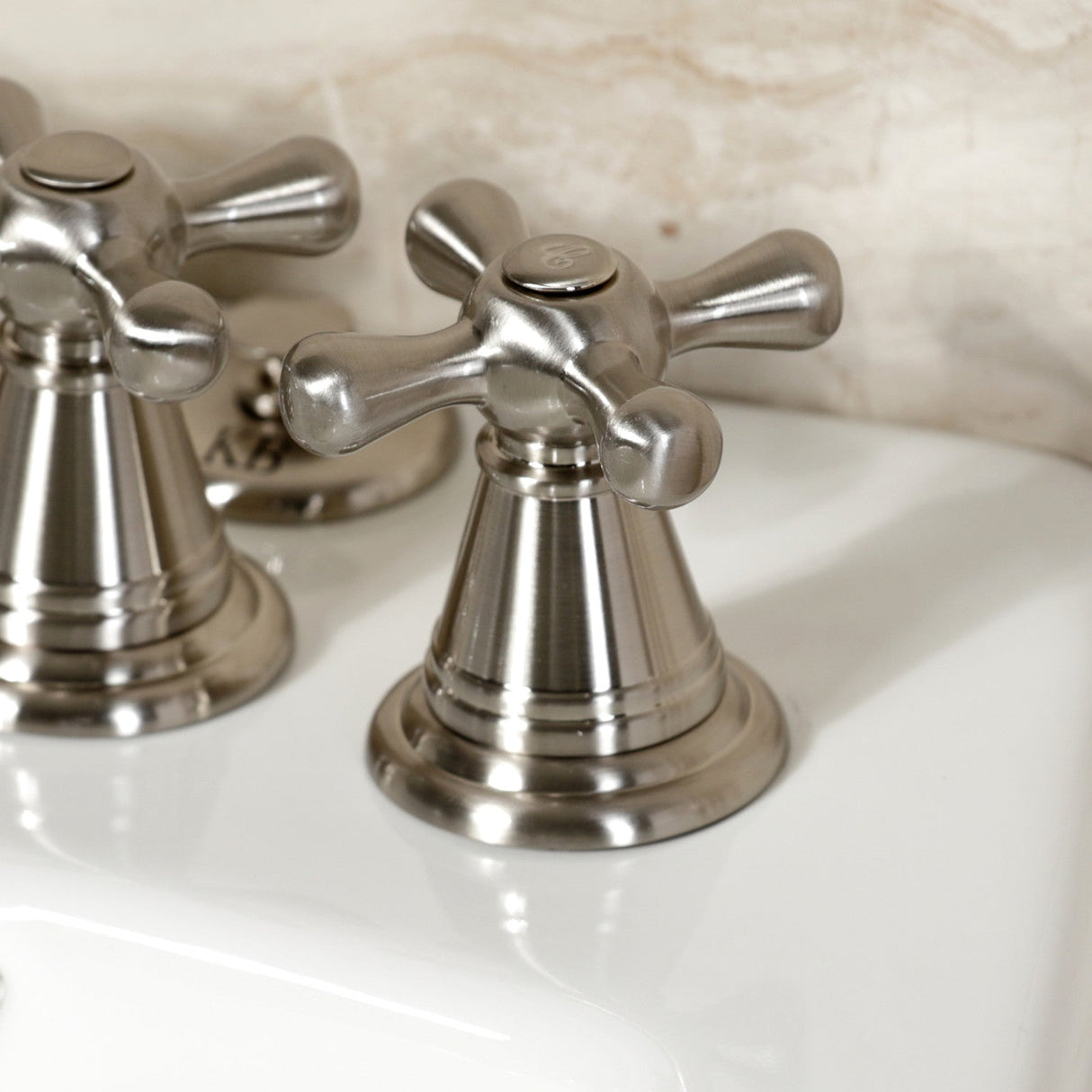 Victorian KB328AX Three-Handle Vertical Spray Bidet Faucet with Brass Pop-Up, Brushed Nickel