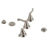 Royale KB328FL Three-Handle Vertical Spray Bidet Faucet with Brass Pop-Up, Brushed Nickel