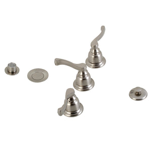 Royale KB328FL Three-Handle Vertical Spray Bidet Faucet with Brass Pop-Up, Brushed Nickel