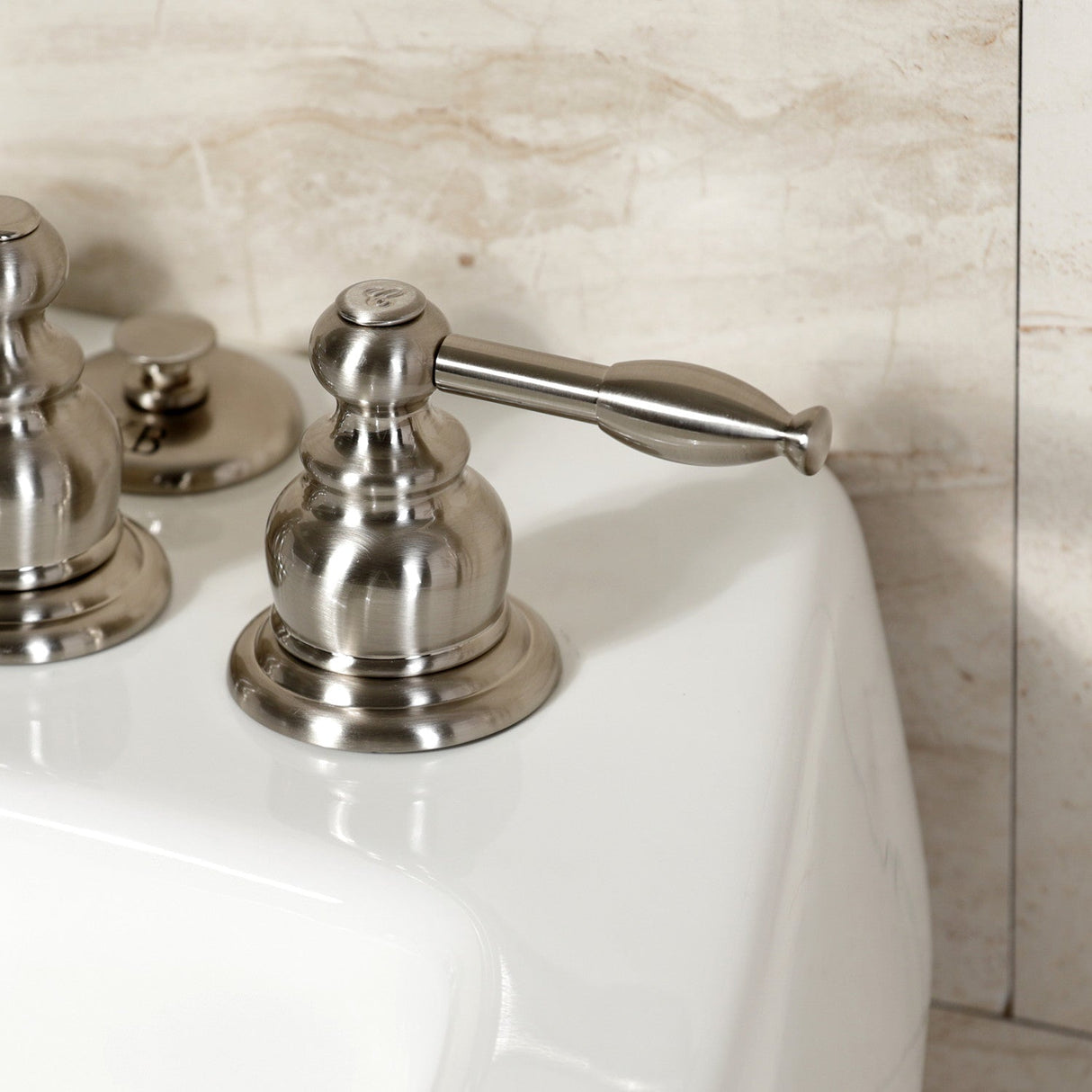 Knight KB328KL Three-Handle Vertical Spray Bidet Faucet with Brass Pop-Up, Brushed Nickel