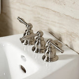 Knight KB328KL Three-Handle Vertical Spray Bidet Faucet with Brass Pop-Up, Brushed Nickel