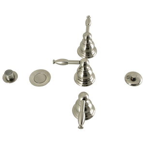 Knight KB328KL Three-Handle Vertical Spray Bidet Faucet with Brass Pop-Up, Brushed Nickel