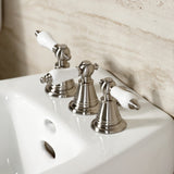 Victorian KB328PL Three-Handle Vertical Spray Bidet Faucet with Brass Pop-Up, Brushed Nickel