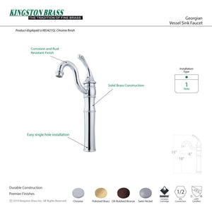 Georgian KB3422GL Single-Handle 1-Hole Deck Mount Vessel Faucet, Polished Brass