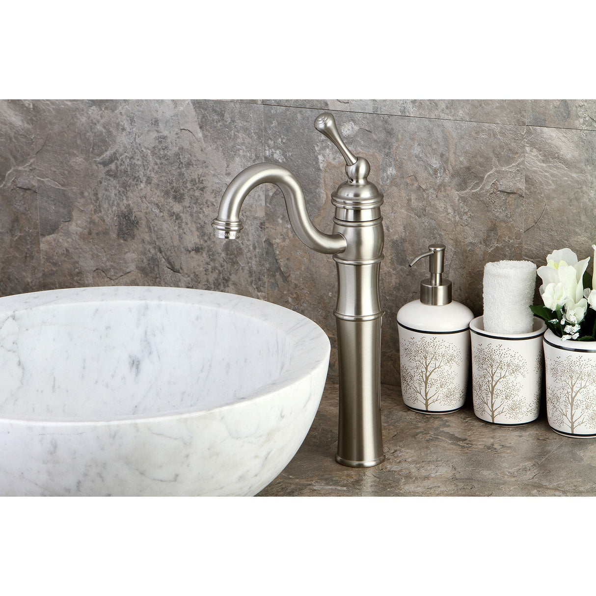 Victorian KB3428BL Single-Handle 1-Hole Deck Mount Vessel Faucet, Brushed Nickel