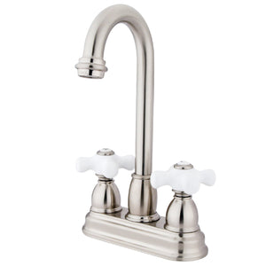 Restoration KB3498PX Two-Handle 2-Hole Deck Mount Bar Faucet, Brushed Nickel