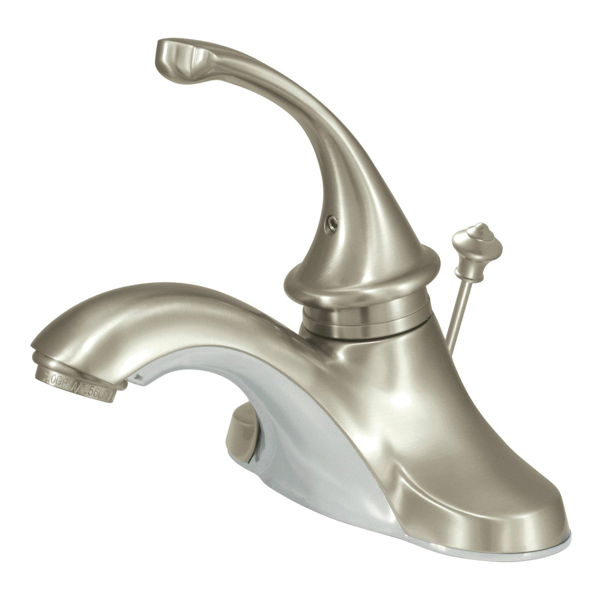 Georgian KB3548GL Single-Handle 3-Hole Deck Mount 4" Centerset Bathroom Faucet with Plastic Pop-Up, Brushed Nickel
