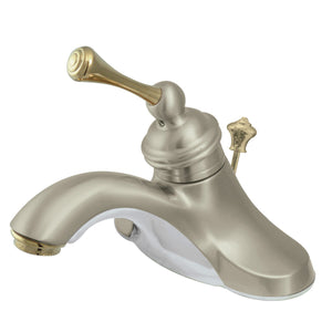 Vintage KB3549BL Single-Handle 3-Hole Deck Mount 4" Centerset Bathroom Faucet with Plastic Pop-Up, Brushed Nickel/Polished Brass