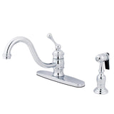 Vintage KB3571BLBS Single-Handle 2-or-4 Hole Deck Mount Kitchen Faucet with Brass Sprayer, Polished Chrome