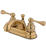 Vintage KB3602BL Two-Handle 3-Hole Deck Mount 4" Centerset Bathroom Faucet with Plastic Pop-Up, Polished Brass
