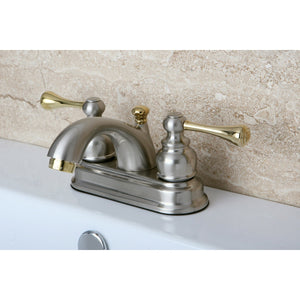 Vintage KB3609BL Two-Handle 3-Hole Deck Mount 4" Centerset Bathroom Faucet with Plastic Pop-Up, Brushed Nickel/Polished Brass