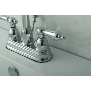 Restoration KB3611AL Two-Handle 3-Hole Deck Mount 4" Centerset Bathroom Faucet with Plastic Pop-Up, Polished Chrome