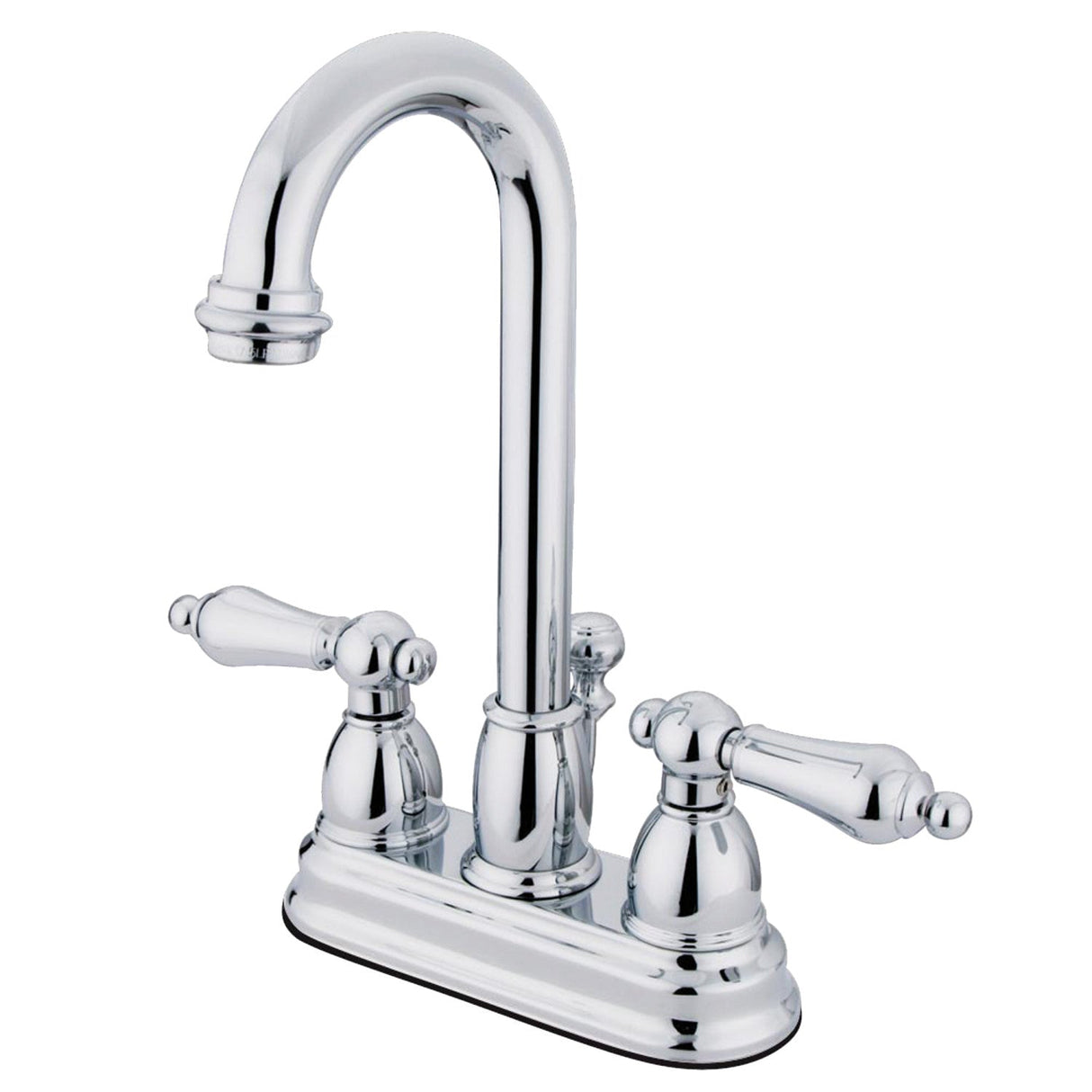 Restoration KB3611AL Two-Handle 3-Hole Deck Mount 4" Centerset Bathroom Faucet with Plastic Pop-Up, Polished Chrome