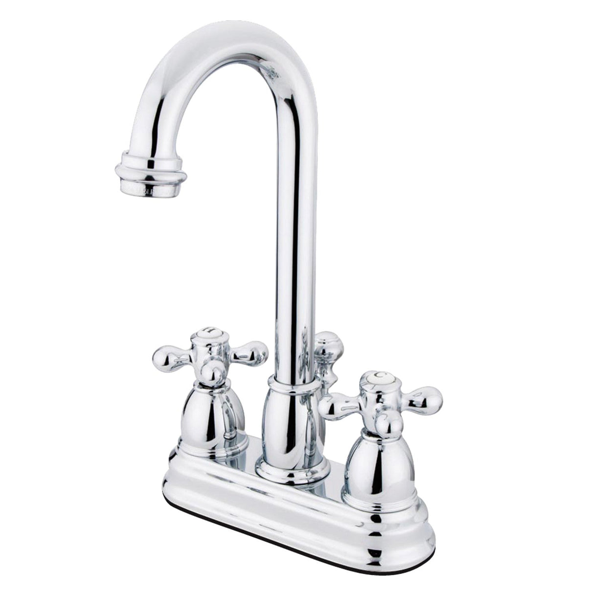 Restoration KB3611AX Two-Handle 3-Hole Deck Mount 4" Centerset Bathroom Faucet with Plastic Pop-Up, Polished Chrome