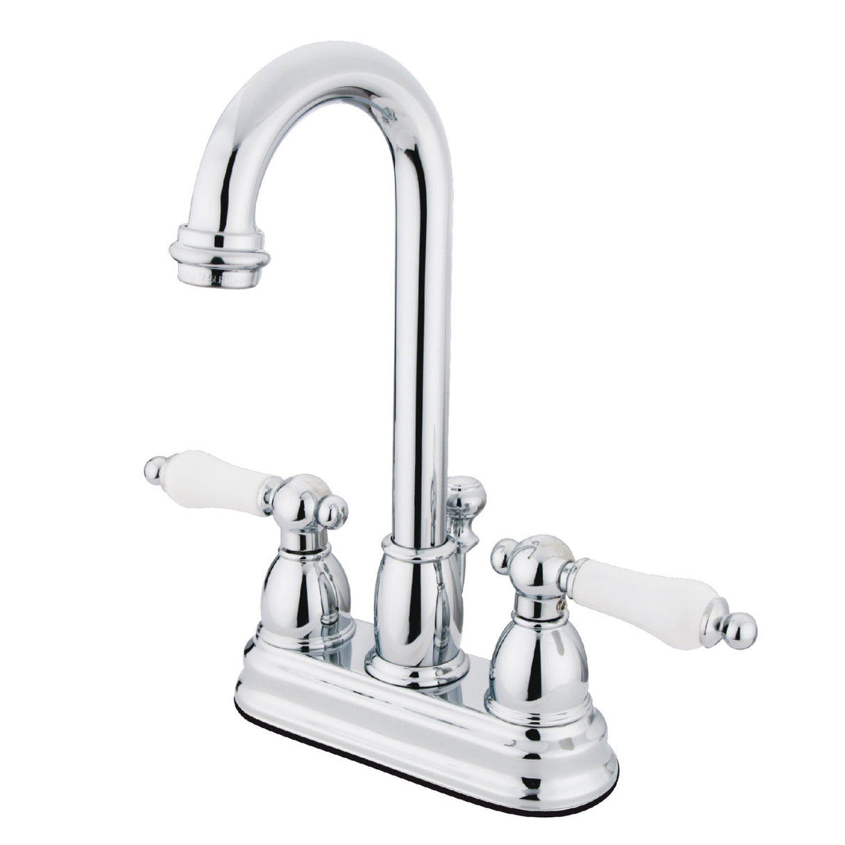 Restoration KB3611PL Two-Handle 3-Hole Deck Mount 4" Centerset Bathroom Faucet with Plastic Pop-Up, Polished Chrome
