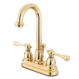 Vintage KB3612BL Two-Handle 3-Hole Deck Mount 4" Centerset Bathroom Faucet with Plastic Pop-Up, Polished Brass