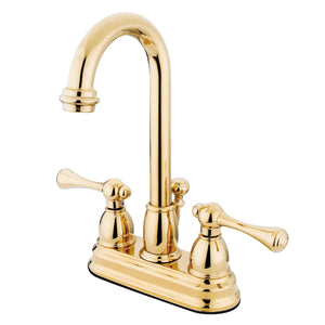 Vintage KB3612BL Two-Handle 3-Hole Deck Mount 4" Centerset Bathroom Faucet with Plastic Pop-Up, Polished Brass