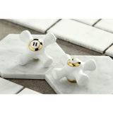 Restoration KB3612PX Two-Handle 3-Hole Deck Mount 4" Centerset Bathroom Faucet with Plastic Pop-Up, Polished Brass