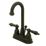 Restoration KB3615AL Two-Handle 3-Hole Deck Mount 4" Centerset Bathroom Faucet with Plastic Pop-Up, Oil Rubbed Bronze