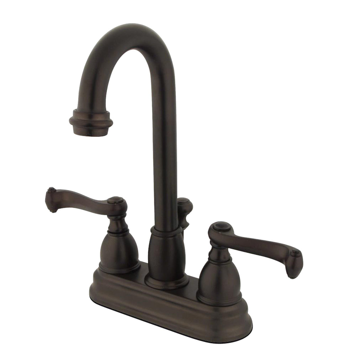 Royale KB3615FL Two-Handle 3-Hole Deck Mount 4" Centerset Bathroom Faucet with Plastic Pop-Up, Oil Rubbed Bronze
