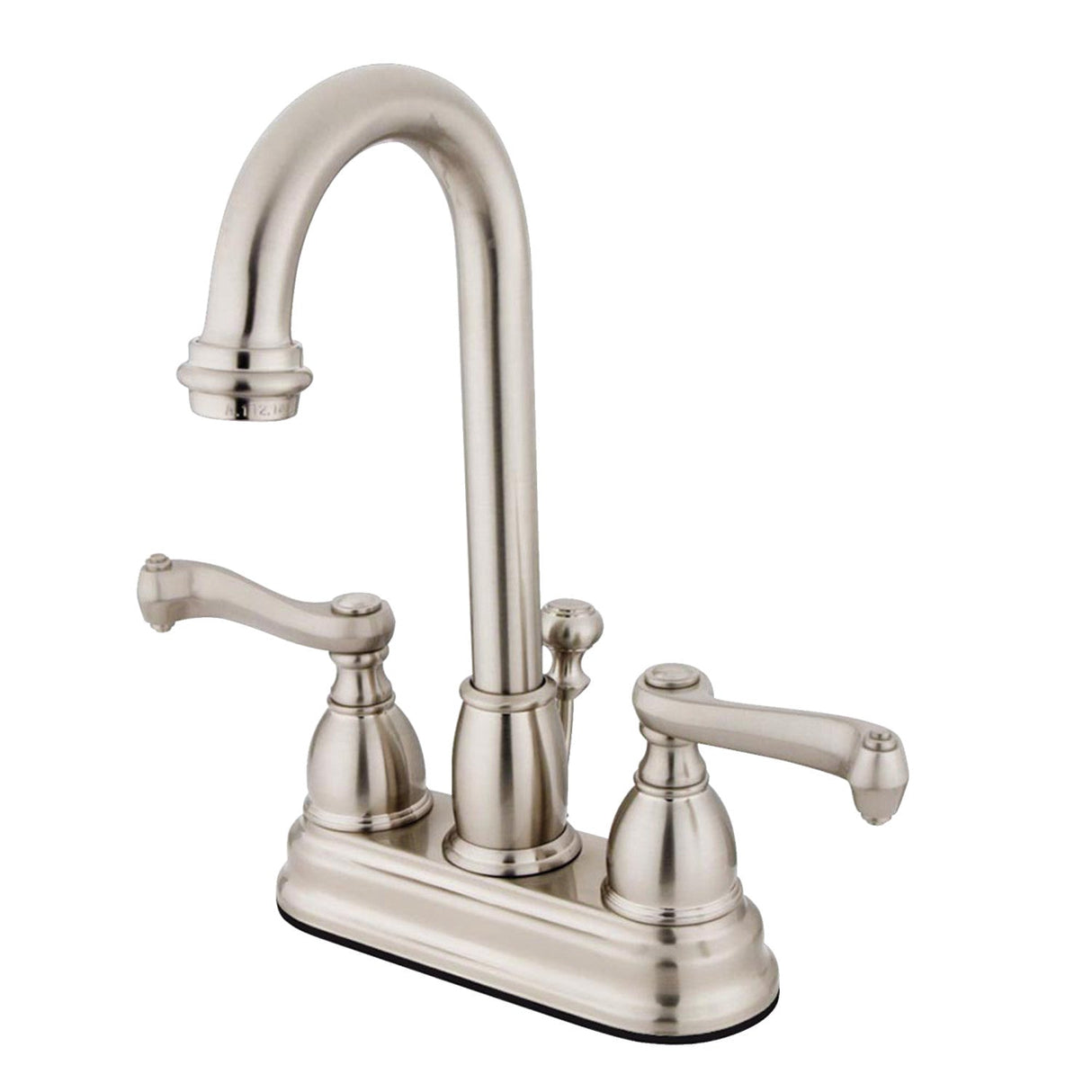 Royale KB3618FL Two-Handle 3-Hole Deck Mount 4" Centerset Bathroom Faucet with Plastic Pop-Up, Brushed Nickel