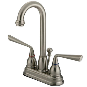 Silver Sage KB3618ZL Two-Handle 3-Hole Deck Mount 4" Centerset Bathroom Faucet with Plastic Pop-Up, Brushed Nickel
