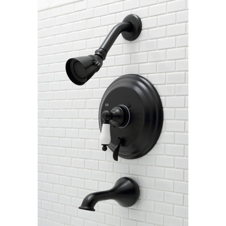 Restoration KB36300PL Single-Handle 3-Hole Wall Mount Tub and Shower Faucet, Matte Black