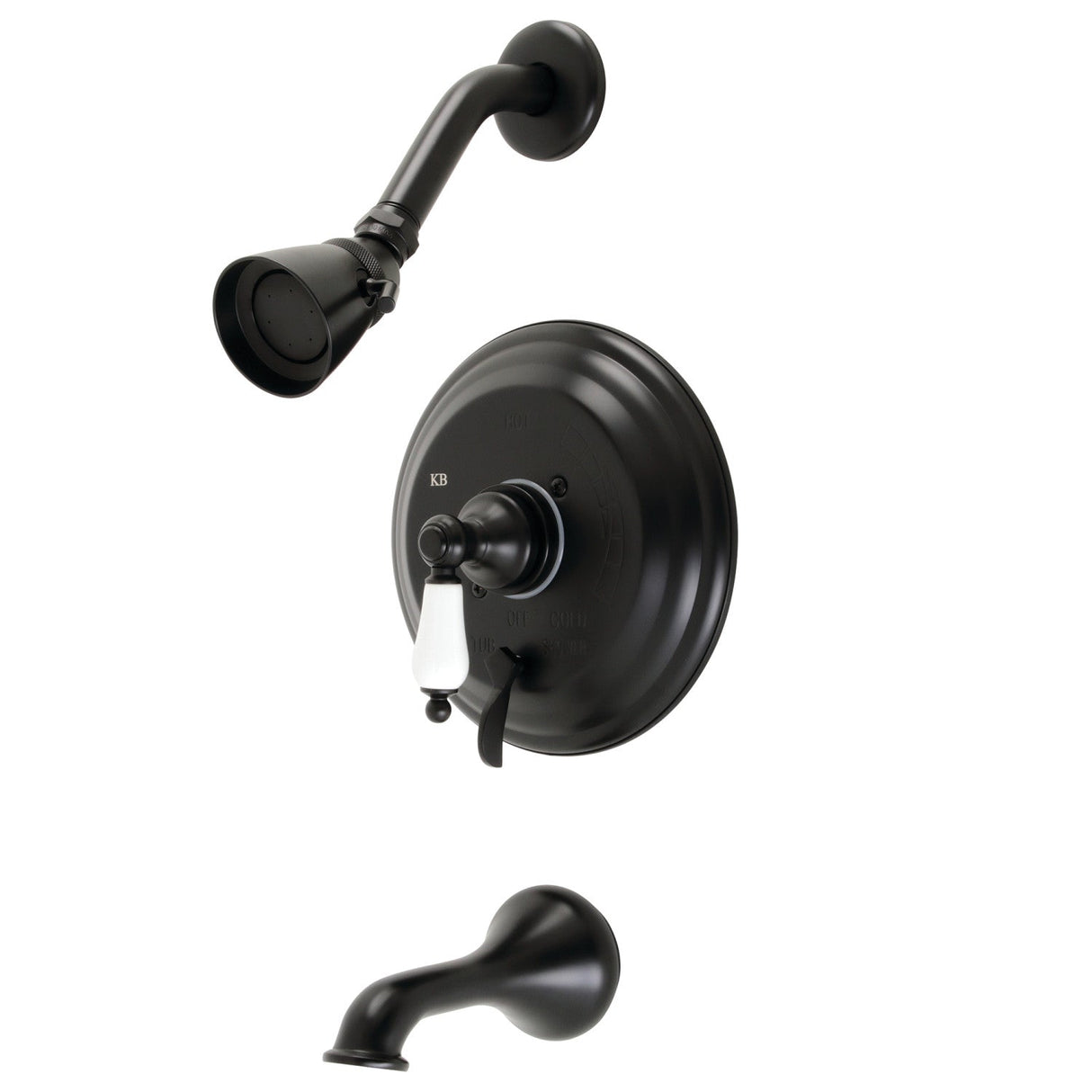 Restoration KB36300PL Single-Handle 3-Hole Wall Mount Tub and Shower Faucet, Matte Black