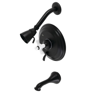 Restoration KB36300PX Single-Handle 3-Hole Wall Mount Tub and Shower Faucet, Matte Black