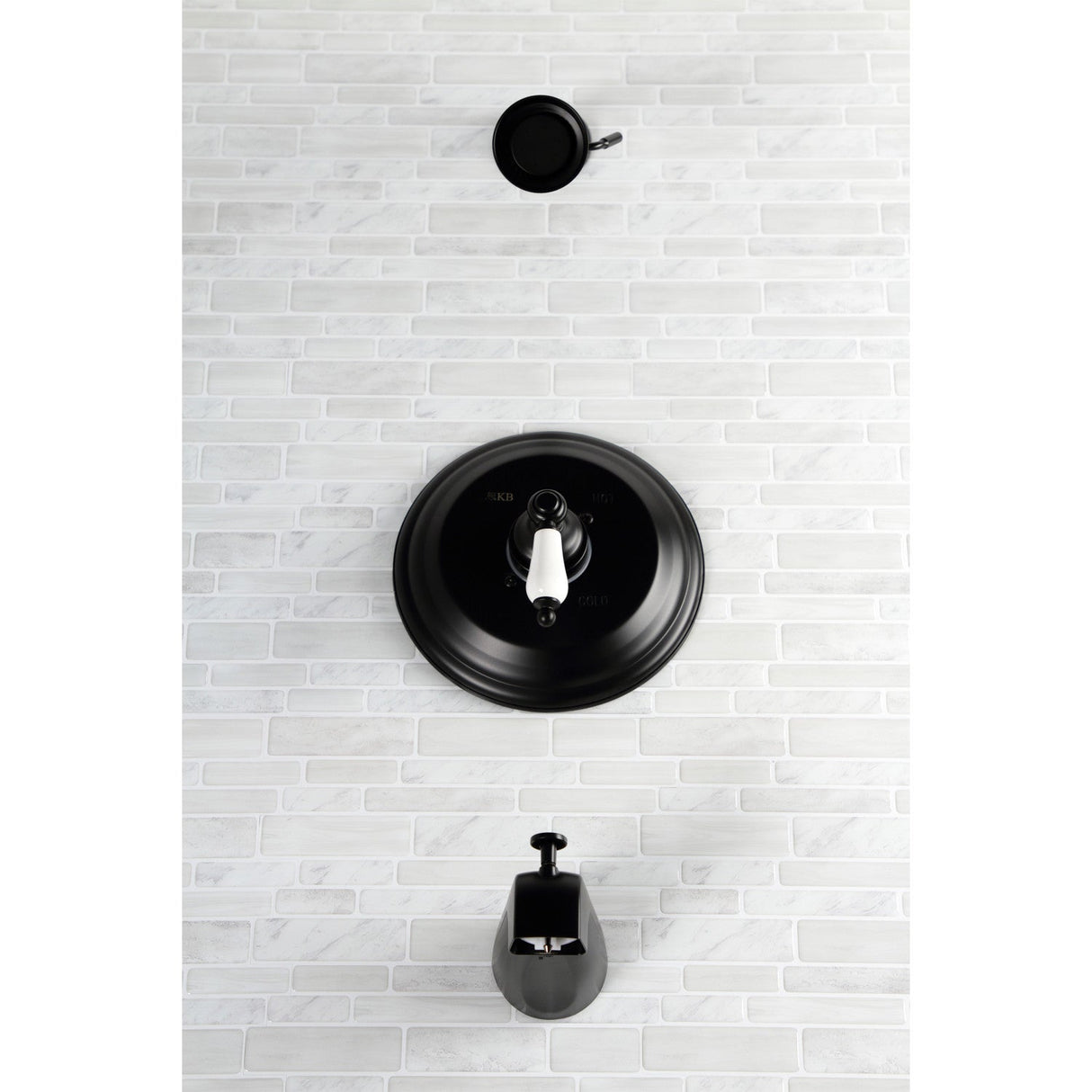 Restoration KB3630PL Single-Handle 3-Hole Wall Mount Tub and Shower Faucet, Matte Black