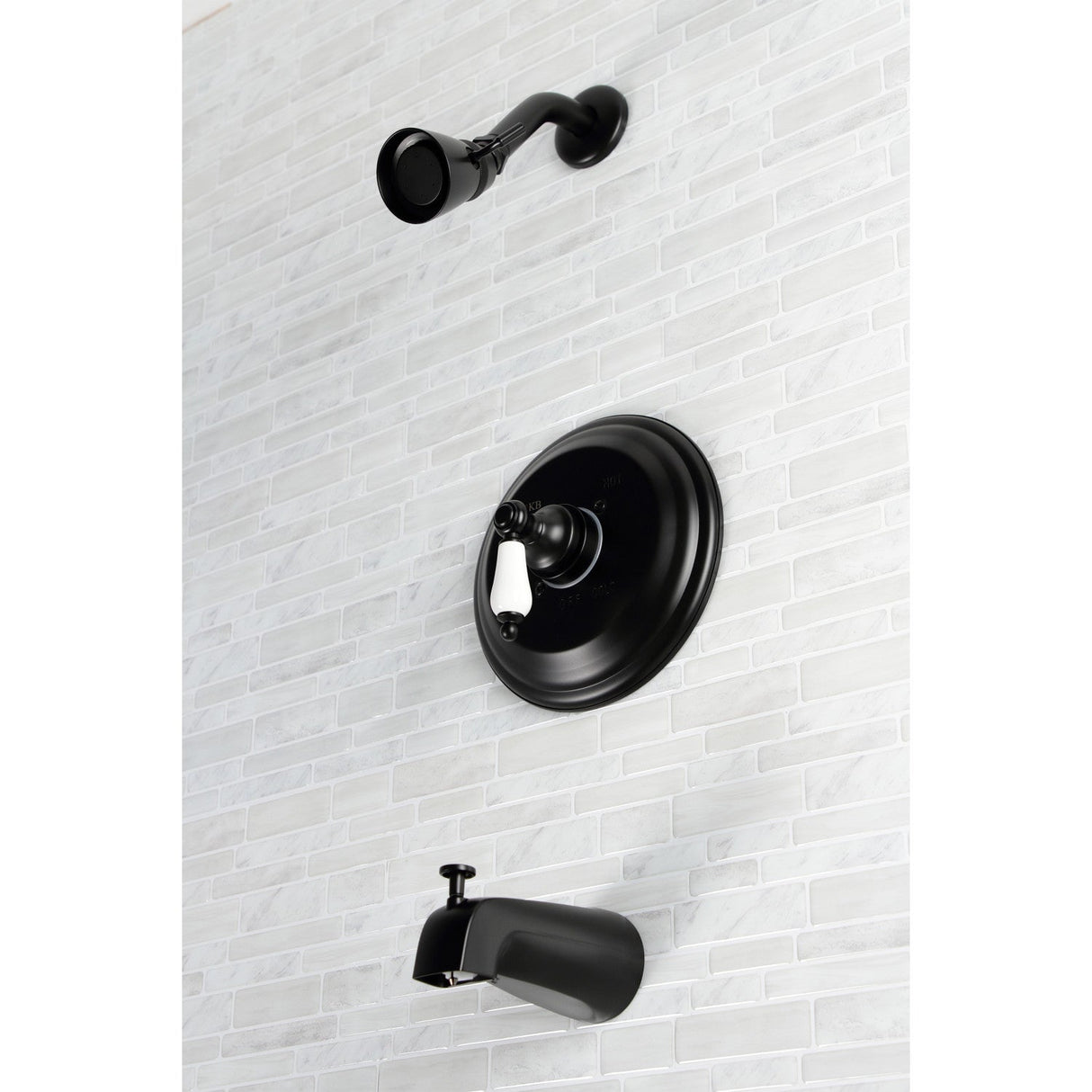 Restoration KB3630PL Single-Handle 3-Hole Wall Mount Tub and Shower Faucet, Matte Black