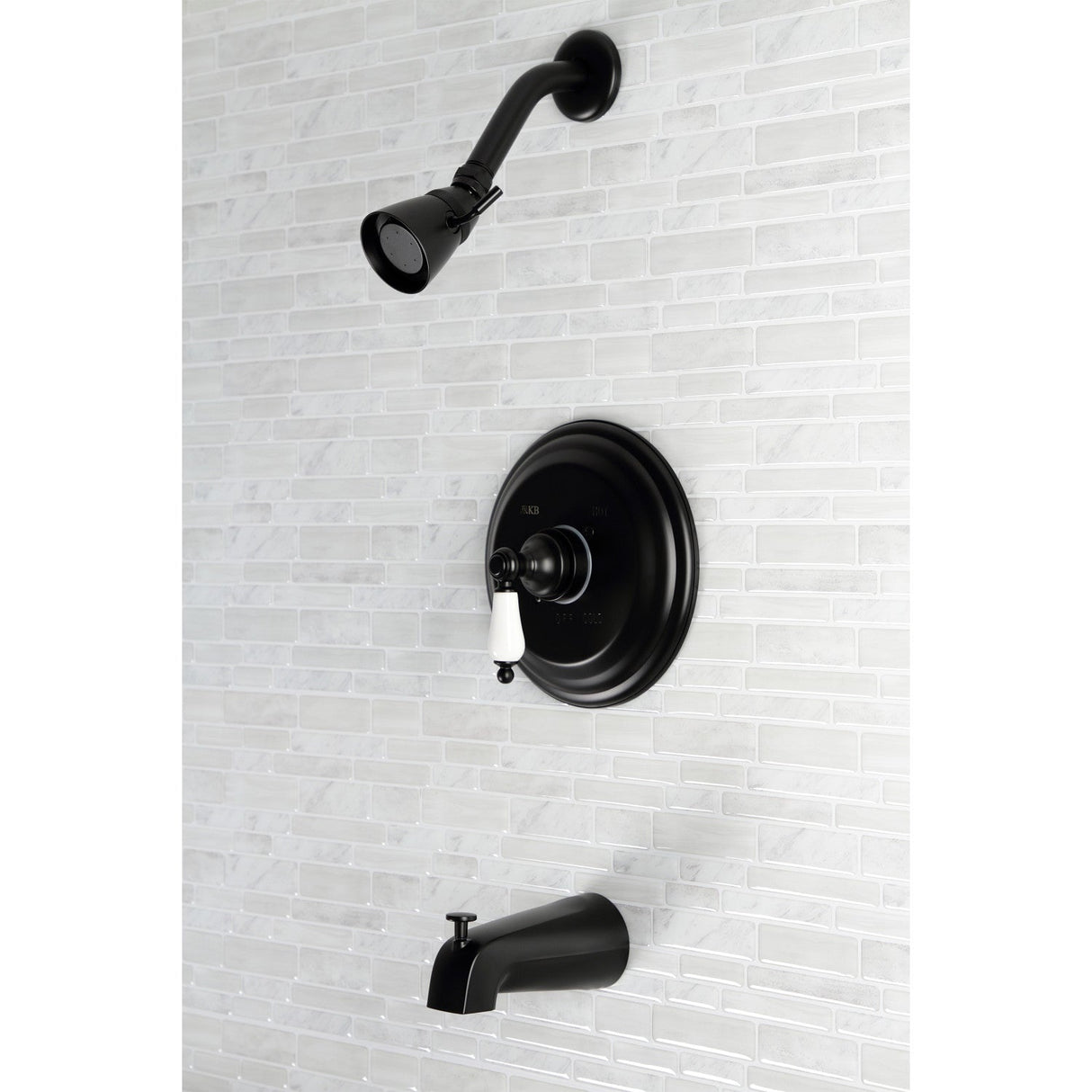 Restoration KB3630PL Single-Handle 3-Hole Wall Mount Tub and Shower Faucet, Matte Black