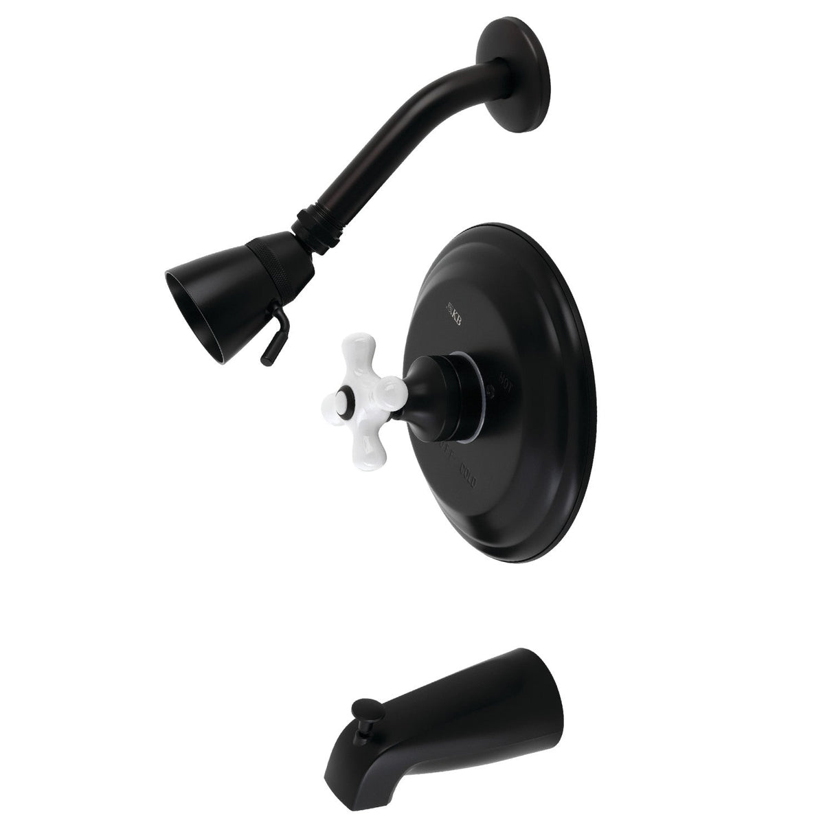 Restoration KB3630PX Single-Handle 3-Hole Wall Mount Tub and Shower Faucet, Matte Black