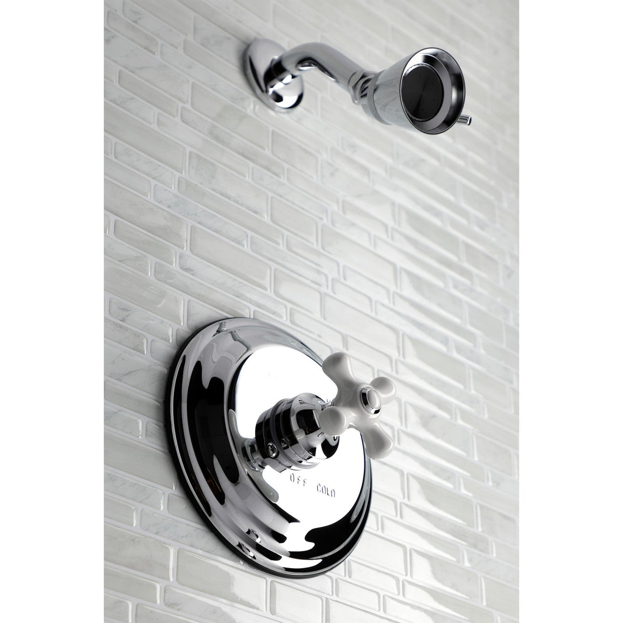 Restoration KB3631PXSO Single-Handle 2-Hole Wall Mount Shower Faucet, Polished Chrome