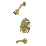 Restoration KB36320AL Single-Handle 3-Hole Wall Mount Tub and Shower Faucet, Polished Brass