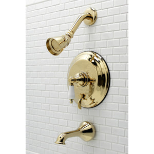 Restoration KB36320PL Single-Handle 3-Hole Wall Mount Tub and Shower Faucet, Polished Brass
