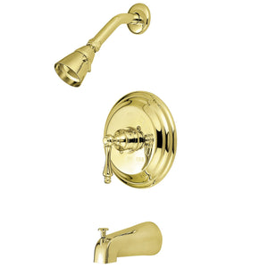 Restoration KB3632AL Single-Handle 3-Hole Wall Mount Tub and Shower Faucet, Polished Brass