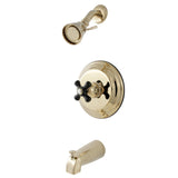 Duchess KB3632PKX Single-Handle 3-Hole Wall Mount Tub and Shower Faucet, Polished Brass