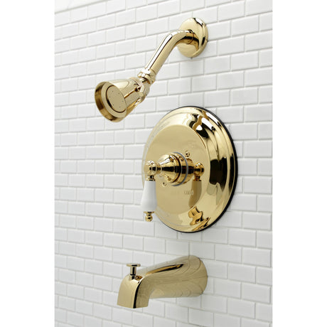 KB3632PLT Single-Handle 3-Hole Wall Mount Tub and Shower Faucet Trim Only, Polished Brass