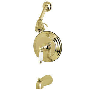 Restoration KB3632PL Single-Handle 3-Hole Wall Mount Tub and Shower Faucet, Polished Brass